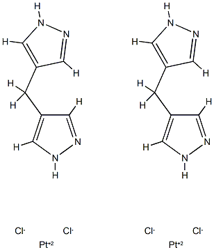 bis(4,4'-dipyrazolylmethane-N,N')-bis(dichloroplatinum II) Struktur