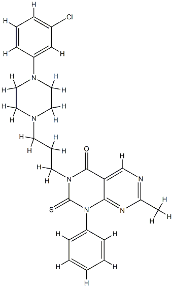 8-[3-[4-(3-chlorophenyl)piperazin-1-yl]propyl]-3-methyl-10-phenyl-9-su lfanylidene-2,4,8,10-tetrazabicyclo[4.4.0]deca-1,3,5-trien-7-one Struktur