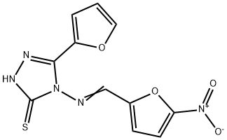 4-(5-nitrofurfurylideneamino)-3-(furan-2)-5-mercapto-1,2,4-triazole Struktur