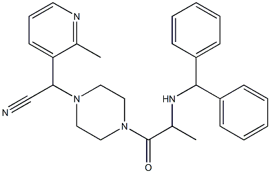 2-(N-(diphenylmethyl)amino)propanoic acid-4-((2-methyl-3-pyridinyl)cyanomethyl)piperazine Struktur