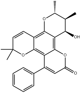 11,12-Dihydro-12α-hydroxy-6,6,10α,11α-tetramethyl-4-phenyl-2H,6H,10H-benzo[1,2-b:3,4-b':5,6-b'']tripyran-2-one Struktur