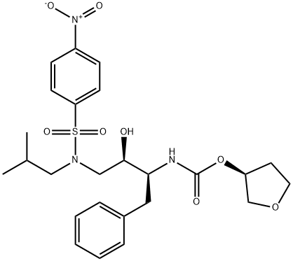 [(1S,2R)-3-[[(4-Nitrophenyl)sulfonyl](2-methylpropyl)amino]-2-hydroxy-1-phenylmethyl)propyl]carbamic Acid, (3S)-Tetrahydro-3-furanyl Ester Struktur