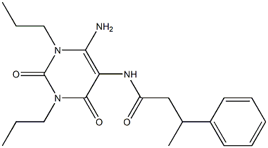 Benzenepropanamide,  N-(6-amino-1,2,3,4-tetrahydro-2,4-dioxo-1,3-dipropyl-5-pyrimidinyl)--bta--methyl- Struktur