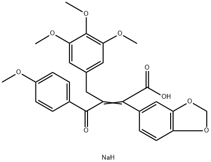 α-[2-(4-Methoxyphenyl)-2-oxo-1-[(3,4,5-trimethoxyphenyl)methyl]ethylidene]-1,3-benzodioxole-5-acetic acid sodium salt Struktur