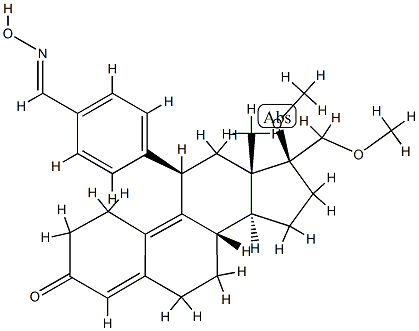 (8S,11S,13S,14S,17S)-11-[4-[(E)-hydroxyiminomethyl]phenyl]-17-methoxy- 17-(methoxymethyl)-13-methyl-1,2,6,7,8,11,12,14,15,16-decahydrocyclope nta[a]phenanthren-3-one Struktur