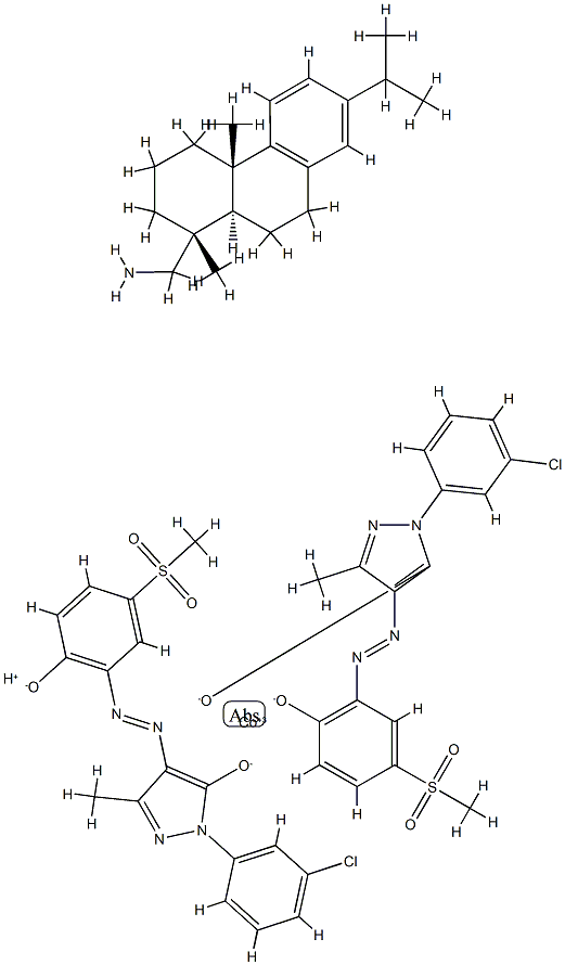 Cobaltate(1-), bis[2-(3-chlorophenyl)-2,4-dihydro-4-[[2-hydroxy-5-(methylsulfonyl)phenyl]azo]-5-methyl-3H-pyrazol-3-onato(2-)]-, hydrogen, compd. with [1R-(1alpha,4abeta,10aalpha)]-1,2,3,4,4a,9,10,10a-octahydro-1,4a-dimethyl-7-(1-methylethy Struktur