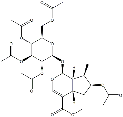 (1S)-1α-(2-O,3-O,4-O,6-O-Tetraacetyl-β-D-glucopyranosyloxy)-6α-acetoxy-7α-methyl-1,4aα,5,6,7,7aα-hexahydrocyclopenta[c]pyran-4-carboxylic acid methyl ester Struktur