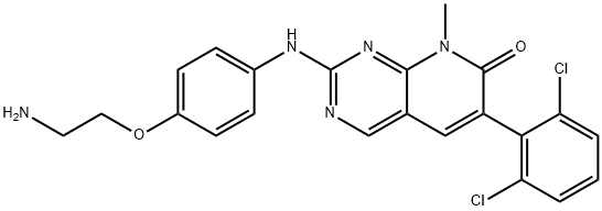 Pyrido[2,3-d]pyrimidin-7(8H)-one,2-[[4-(2-aminoethoxy)phenyl]amino]-6-(2,6-dichlorophenyl)-8-methyl- Struktur