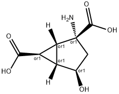 Bicyclo[3.1.0]hexane-2,6-dicarboxylic acid, 2-amino-4-hydroxy-, (1R,2R,4R,5S,6S)-rel- (9CI) Struktur