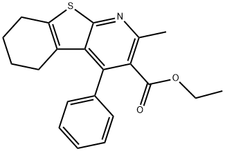 ethyl 2-methyl-4-phenyl-5,6,7,8-tetrahydro[1]benzothieno[2,3-b]pyridine-3-carboxylate Struktur