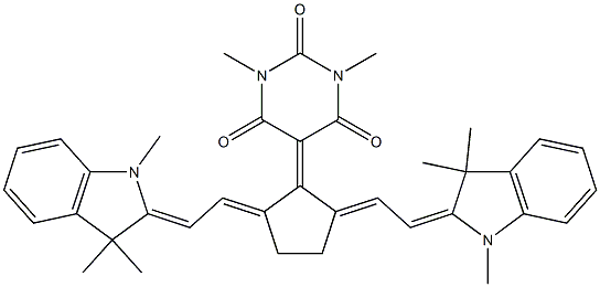 2-[2-[3-[2-(1,3-Dihydro-1,3,3-trimethyl-2H-indol-2-ylidene)ethylidene]-2-(hexahydro-1,3-dimethyl-2,4,6-trioxo-5-pyrimidinyl)-1-cyclopenten-1-yl]ethenyl]-1,3,3-trimethyl-3H-indolium inner salt Struktur