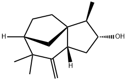 2,3,4,5,6,7,8,8aα-Octahydro-3α,7,7-trimethyl-8-methylene-1H-3aα,6α-methanoazulene-2β-ol Struktur