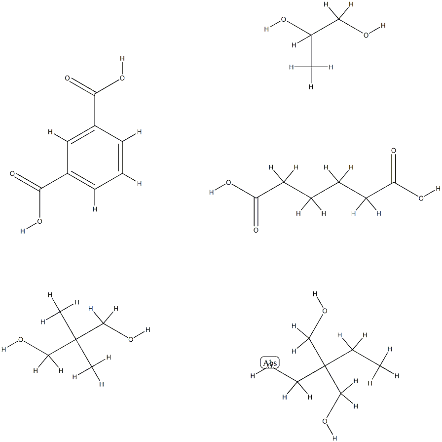 1,3-Benzenedicarboxylic acid, polymer with 2,2-dimethyl-1,3-propanediol, 2-ethyl-2-(hydroxymethyl)-1,3-propanediol, hexanedioic acid and 1,2-propanediol Struktur