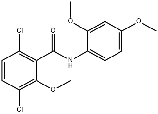 3,6-dichloro-N-(2,4-dimethoxyphenyl)-2-methoxybenzamide Struktur