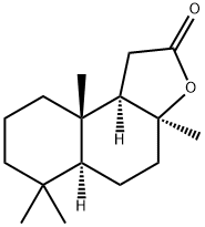 (3aS)-3aα,6,6,9aβ-Tetramethyl-3a,4,5,5aα,6,7,8,9,9a,9bα-decahydronaphtho[2,1-b]furan-2(1H)-one Struktur