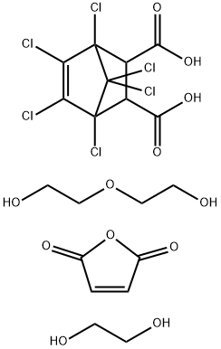 Bicyclo[2.2.1]hept-5-ene-2,3-dicarboxylic acid, 1,4,5,6,7,7-hexachloro-, polymer with 1,2-ethanediol, 2,5-furandione and 2,2'-oxybis[ethanol] Struktur