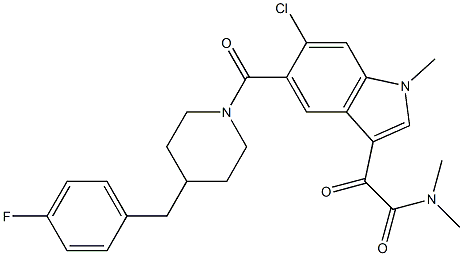 6-Chloro-5-[[4-[(4-fluorophenyl)methyl]-1-piperidinyl]carbonyl-N,N,1-trimethyl-α-oxo-1H-indole-3-acetamide Struktur