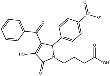 4-(3-benzoyl-4-hydroxy-2-{4-nitrophenyl}-5-oxo-2,5-dihydro-1H-pyrrol-1-yl)butanoic acid Struktur