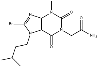 2-(8-bromo-7-isopentyl-3-methyl-2,6-dioxo-2,3,6,7-tetrahydro-1H-purin-1-yl)acetamide Struktur