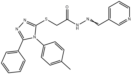 2-{[4-(4-methylphenyl)-5-phenyl-4H-1,2,4-triazol-3-yl]sulfanyl}-N'-(3-pyridinylmethylene)acetohydrazide Struktur