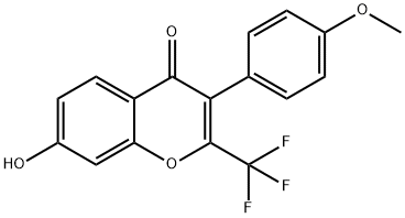 7-hydroxy-3-(4-methoxyphenyl)-2-(trifluoromethyl)-4H-chromen-4-one Struktur