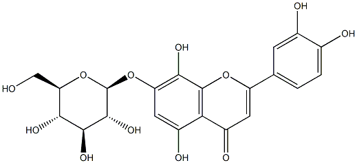 7-[(β-D-Glucopyranosyl)oxy]-3',4',5,8-tetrahydroxyflavone Struktur