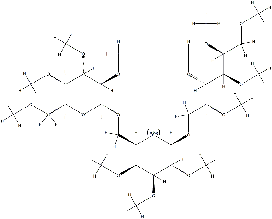 6-O-[6-O-(2-O,3-O,4-O,6-O-Tetramethyl-β-D-galactopyranosyl)-2-O,3-O,4-O-trimethyl-β-D-galactopyranosyl]-1-O,2-O,3-O,4-O,5-O-pentamethyl-D-galactitol Struktur