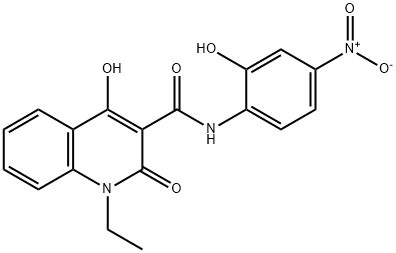 1-ethyl-4-hydroxy-N-{2-hydroxy-4-nitrophenyl}-2-oxo-1,2-dihydroquinoline-3-carboxamide Struktur