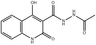 N'-acetyl-4-hydroxy-2-oxo-1,2-dihydroquinoline-3-carbohydrazide Struktur