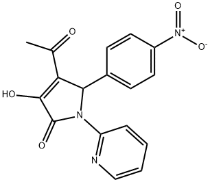 4-acetyl-3-hydroxy-5-{4-nitrophenyl}-1-pyridin-2-yl-1,5-dihydro-2H-pyrrol-2-one Struktur