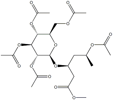 3-O-(2-O,3-O,4-O,6-O-Tetraacetyl-β-D-glucopyranosyl)-5-O-acetyl-2,4,6-trideoxy-L-erythro-hexonic acid methyl ester Struktur