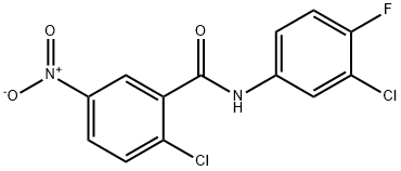 2-chloro-N-(3-chloro-4-fluorophenyl)-5-nitrobenzamide Struktur