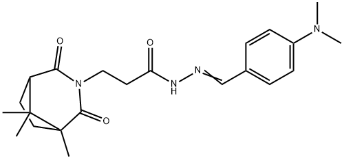 (E)-N-(4-(dimethylamino)benzylidene)-3-(1,8,8-trimethyl-2,4-dioxo-3-azabicyclo[3.2.1]octan-3-yl)propanehydrazide Struktur