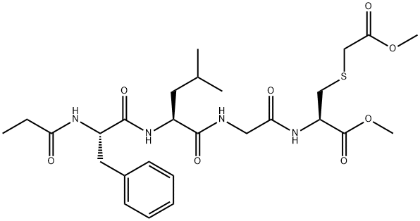 N-Propionyl-L-Phe-L-Leu-Gly-S-(2-methoxy-2-oxoethyl)-L-Cys-OMe Struktur