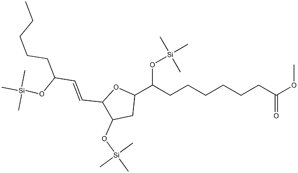 Tetrahydro-η,4-bis[(trimethylsilyl)oxy]-5-[3-[(trimethylsilyl)oxy]-1-octenyl]-2-furanoctanoic acid methyl ester Struktur