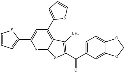 [3-amino-4,6-di(2-thienyl)thieno[2,3-b]pyridin-2-yl](1,3-benzodioxol-5-yl)methanone Struktur