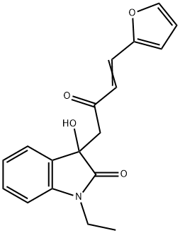 1-ethyl-3-[4-(2-furyl)-2-oxobut-3-enyl]-3-hydroxy-1,3-dihydro-2H-indol-2-one Struktur