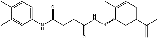 N-(3,4-dimethylphenyl)-4-[2-(5-isopropenyl-2-methyl-2-cyclohexen-1-ylidene)hydrazino]-4-oxobutanamide Struktur