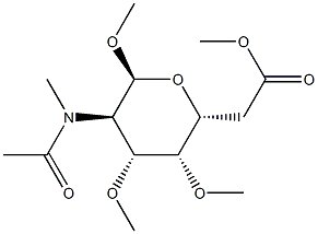 Methyl 6-O-acetyl-2-[acetyl(methyl)amino]-3-O,4-O-dimethyl-2-deoxy-α-D-glucopyranoside Struktur