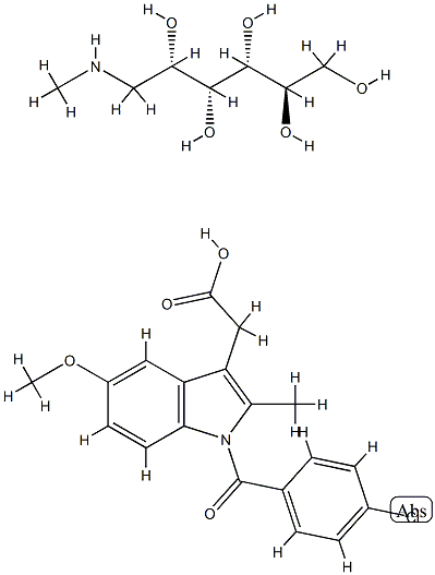 1-deoxy-1-(methylamino)-D-glucitol 1-(4-chlorobenzoyl)-5-methoxy-2-methyl-1H-indole-3-acetate Struktur