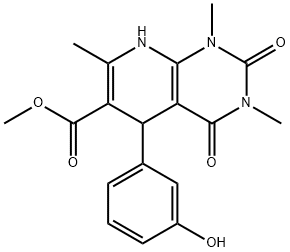 methyl 5-(3-hydroxyphenyl)-1,3,7-trimethyl-2,4-dioxo-1,2,3,4,5,8-hexahydropyrido[2,3-d]pyrimidine-6-carboxylate Struktur