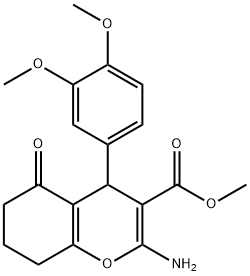 methyl 2-amino-4-(3,4-dimethoxyphenyl)-5-oxo-5,6,7,8-tetrahydro-4H-chromene-3-carboxylate Struktur