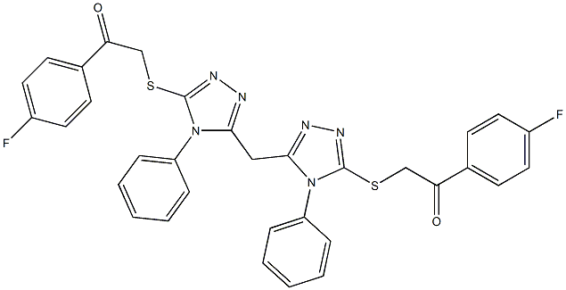 2,2-((methylenebis(4-phenyl-4H-1,2,4-triazole-5,3-diyl))bis(sulfanediyl))bis(1-(4-fluorophenyl)ethan-1-one) Struktur