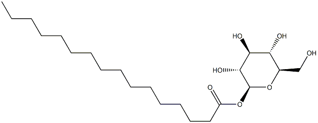 1-O-Palmitoyl-β-D-glucopyranose Struktur