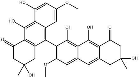 2',3',6,7-Tetrahydro-1,2',5',6,9,10'-hexahydroxy-3,7'-dimethoxy-2',6-dimethyl-2,9'-bianthracene-4',8(1'H,5H)-dione Struktur