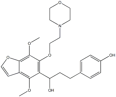 4,7-Dimethoxy-α-[2-(4-hydroxyphenyl)ethyl]-6-[2-(4-morpholinyl)ethoxy]-5-benzofuranmethanol Struktur