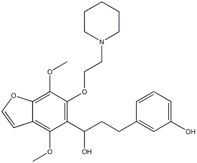 4,7-Dimethoxy-α-[2-(3-hydroxyphenyl)ethyl]-6-[2-(1-piperidinyl)ethoxy]-5-benzofuranmethanol Struktur