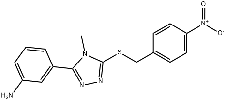 3-(3-aminophenyl)-5-({4-nitrobenzyl}sulfanyl)-4-methyl-4H-1,2,4-triazole Struktur