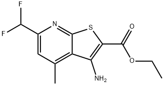 ethyl 3-amino-6-(difluoromethyl)-4-methylthieno[2,3-b]pyridine-2-carboxylate Struktur