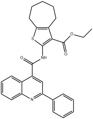 ethyl 2-(2-phenylquinoline-4-carboxamido)-5,6,7,8-tetrahydro-4H-cyclohepta[b]thiophene-3-carboxylate Struktur